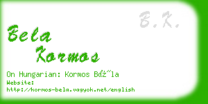 bela kormos business card